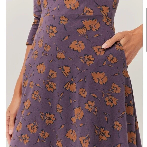 Pact Organic Brush Floral Currant Fit & Flare Midi Party Dress Size Small - Picture 13 of 15